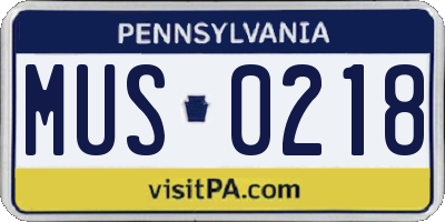 PA license plate MUS0218