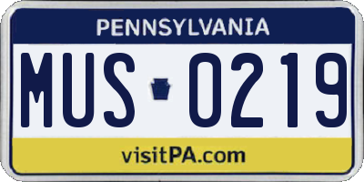 PA license plate MUS0219