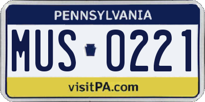 PA license plate MUS0221