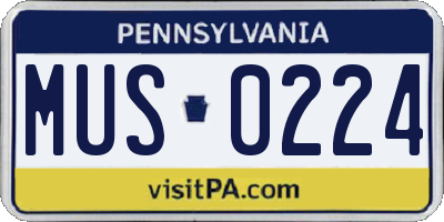 PA license plate MUS0224
