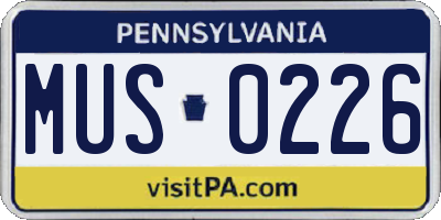 PA license plate MUS0226