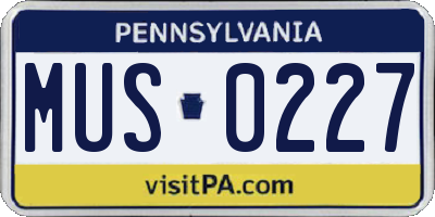 PA license plate MUS0227