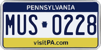 PA license plate MUS0228