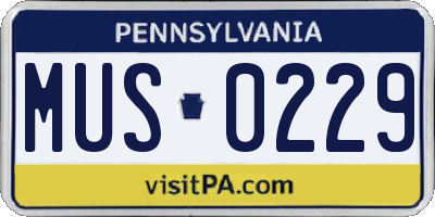 PA license plate MUS0229