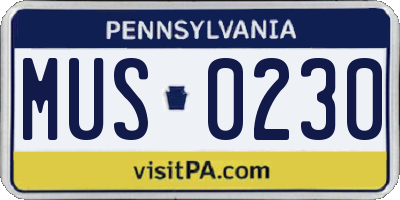 PA license plate MUS0230