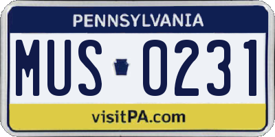PA license plate MUS0231