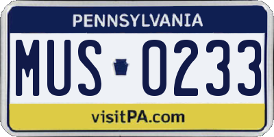 PA license plate MUS0233