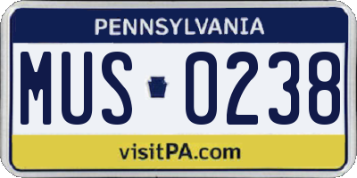 PA license plate MUS0238