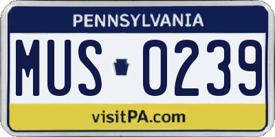 PA license plate MUS0239