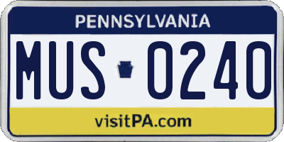 PA license plate MUS0240