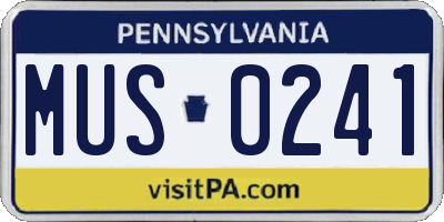 PA license plate MUS0241