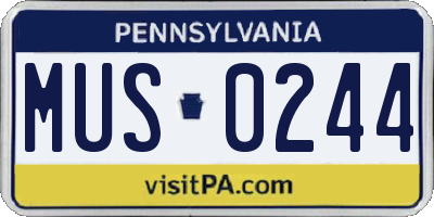 PA license plate MUS0244