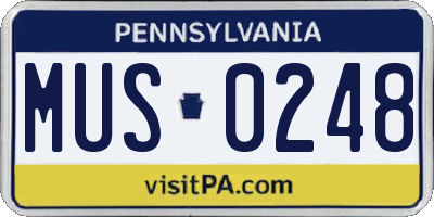 PA license plate MUS0248
