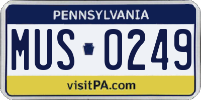 PA license plate MUS0249