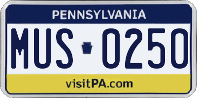PA license plate MUS0250