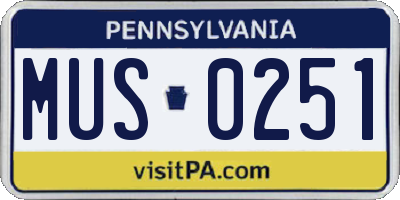 PA license plate MUS0251