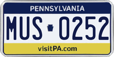 PA license plate MUS0252
