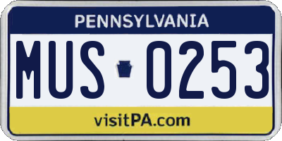 PA license plate MUS0253