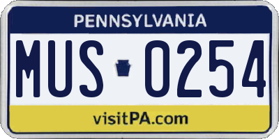 PA license plate MUS0254