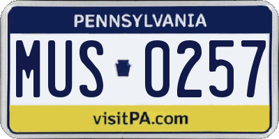 PA license plate MUS0257