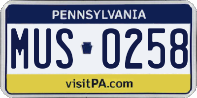 PA license plate MUS0258