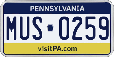 PA license plate MUS0259
