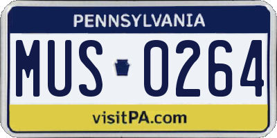 PA license plate MUS0264