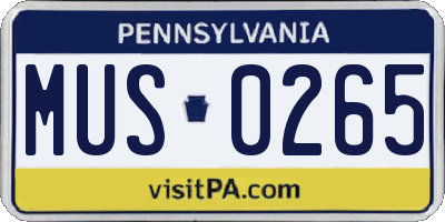 PA license plate MUS0265