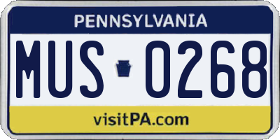 PA license plate MUS0268