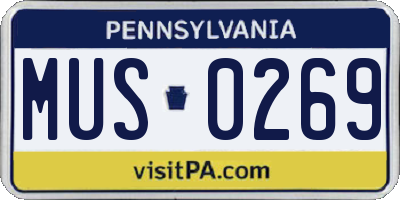 PA license plate MUS0269