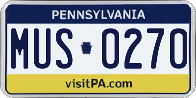 PA license plate MUS0270