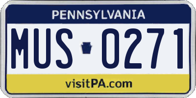 PA license plate MUS0271