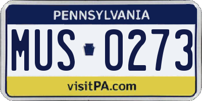 PA license plate MUS0273
