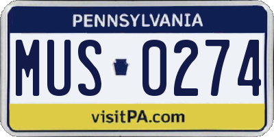 PA license plate MUS0274
