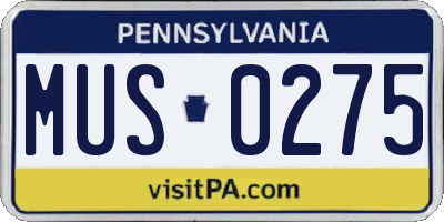 PA license plate MUS0275