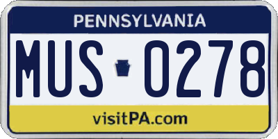 PA license plate MUS0278