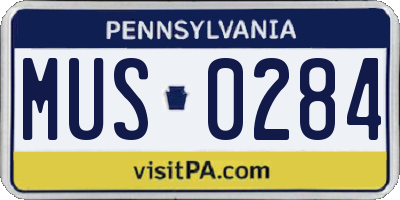 PA license plate MUS0284