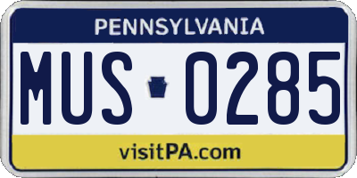 PA license plate MUS0285
