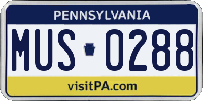 PA license plate MUS0288