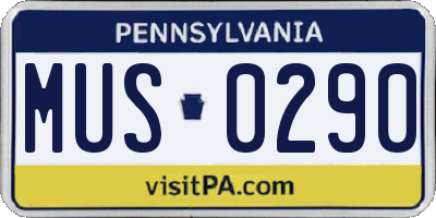 PA license plate MUS0290