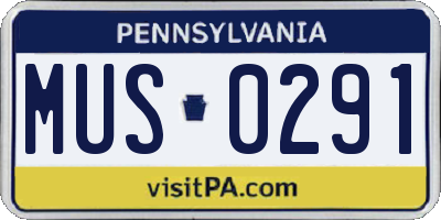 PA license plate MUS0291