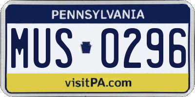 PA license plate MUS0296