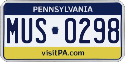 PA license plate MUS0298