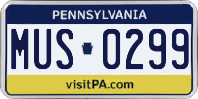 PA license plate MUS0299