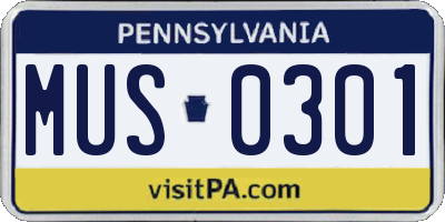 PA license plate MUS0301