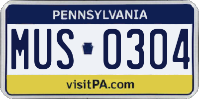 PA license plate MUS0304