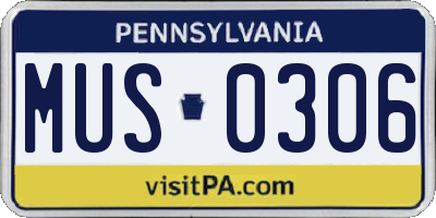 PA license plate MUS0306