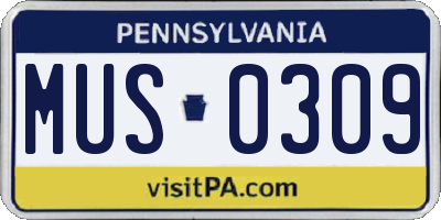 PA license plate MUS0309