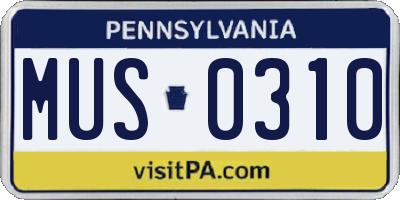 PA license plate MUS0310