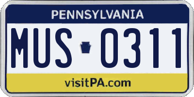 PA license plate MUS0311
